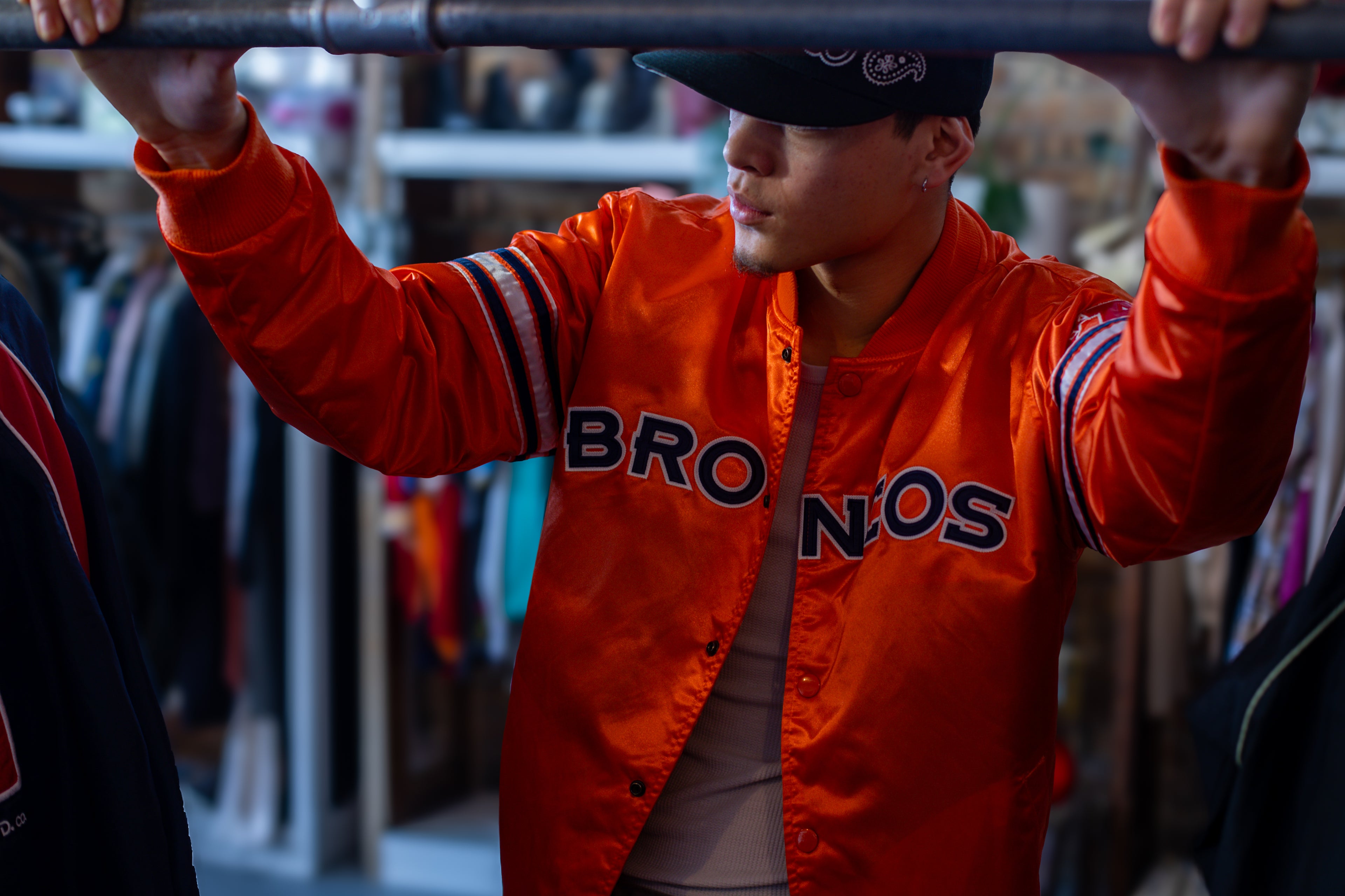 Starter Broncos Satin Bomber Jacket